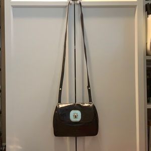 Longchamp crossbody patent dark brown